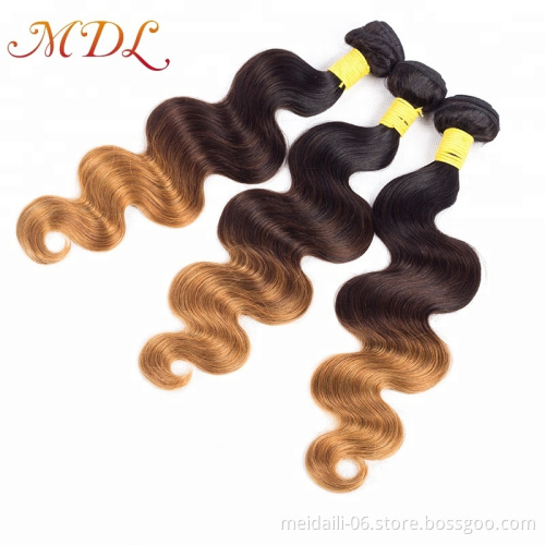 Hot Sale 1b 4 30 ombre color body wave hair bundles 3 tone human hair 1b 4 30 body wave hair